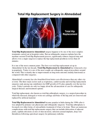 Total Hip Replacement Surgery in Ahmedabad