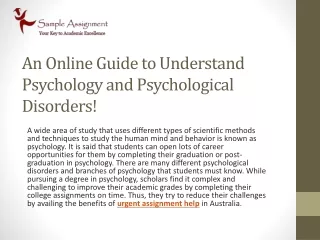 an online guide to understand psychology and psychological disorders