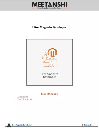 hire magento developer table of contents