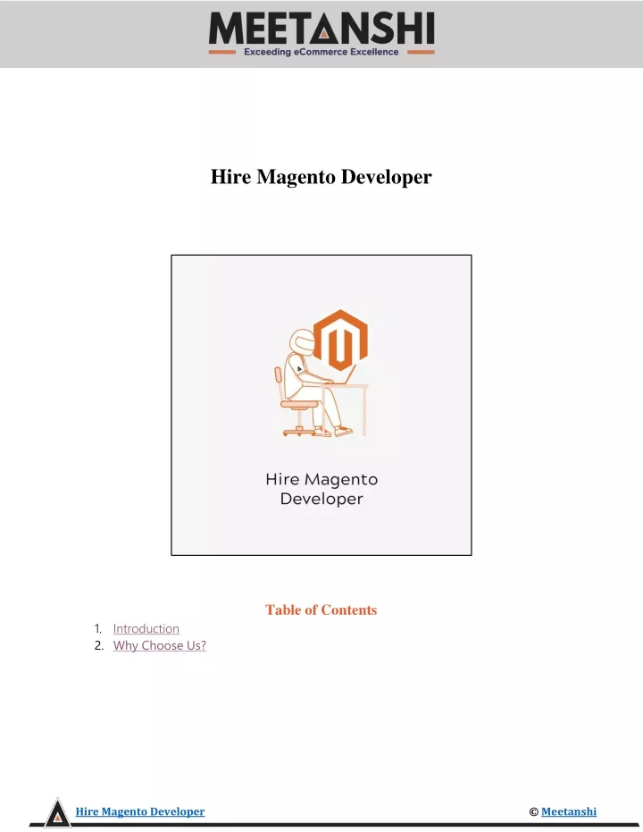 hire magento developer table of contents