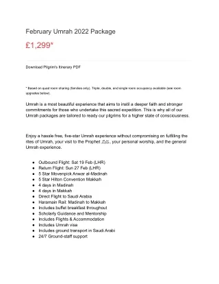 february umrah 2022 package