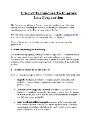 5 secret techniques to improve law preparation
