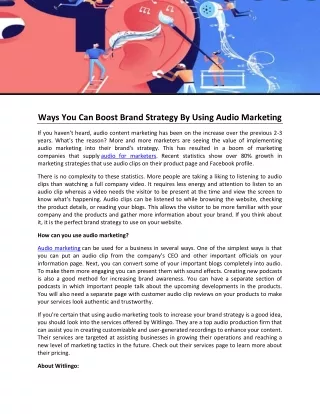Ways You Can Boost Brand Strategy By Using Audio Marketing