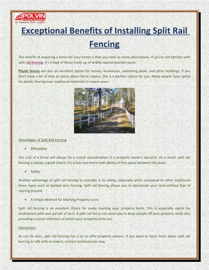 exceptional benefits of installing split rail