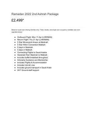 ramadan 2022 2nd ashrah package