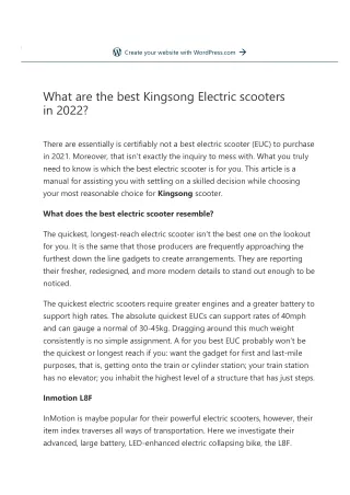 What are the best Kingsong Electric scooters in 2022