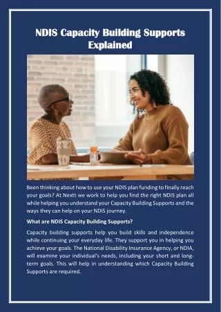 NDIS Capacity Building Supports Explained