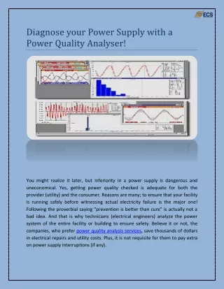Diagnose your Power Supply with a Power Quality Analyser!