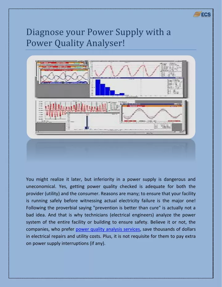 diagnose your power supply with a power quality
