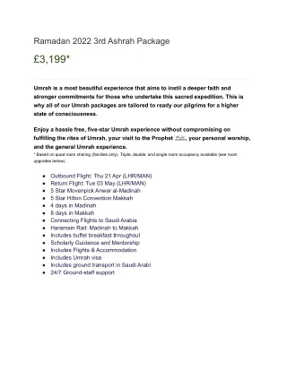 ramadan 2022 3rd ashrah package