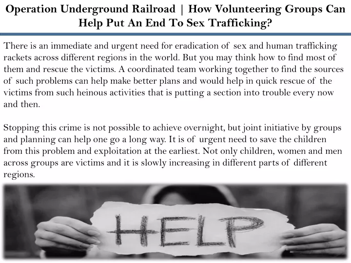 operation underground railroad how volunteering