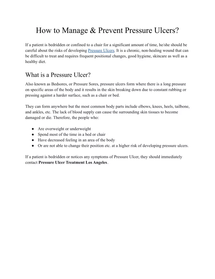 how to manage prevent pressure ulcers