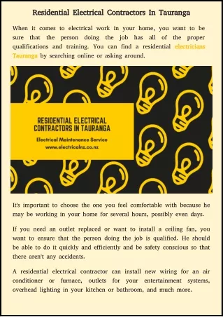 tips to find the Best residential electricals contractors in tauranga area