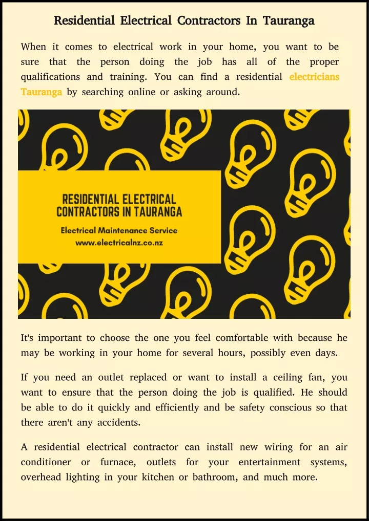 residential electrical contractors in tauranga