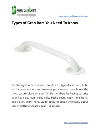 Types of Grab Bars You Need To Know