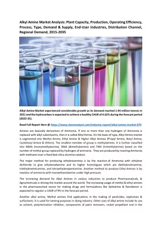 alkyl amine market analysis plant capacity