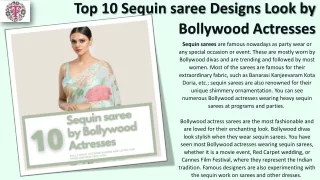 Top 10 Sequin saree Designs Look by Bollywood Actresses