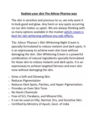 Radiate your skin The Athrav Pharma way