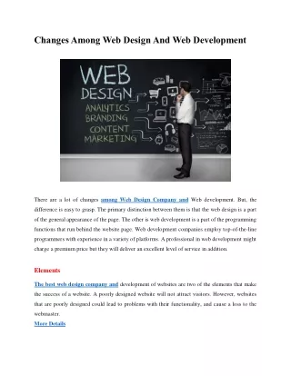 changes among web design and web development