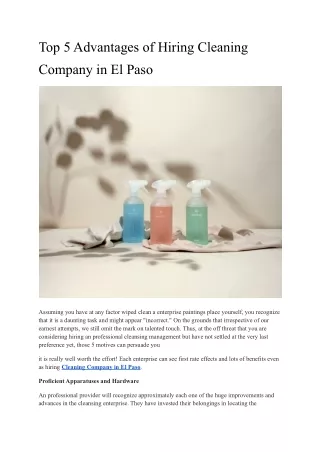 Top 5 Advantages of Hiring Cleaning Company in El Paso