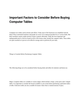 important factors to consider before buying
