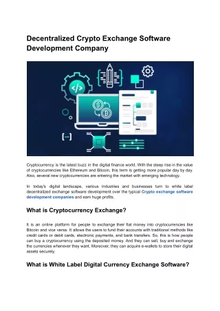 White Label Decentralized Cryptocurrency Exchange Software