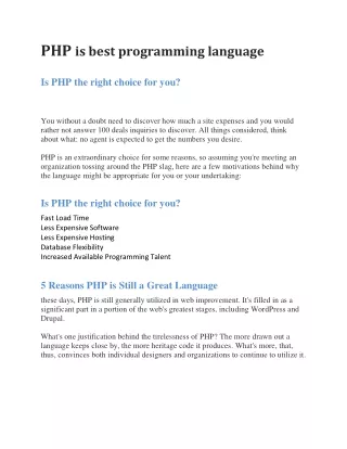 PHP is best programming language