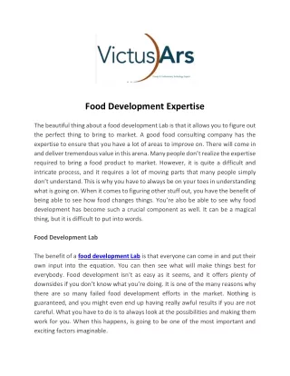 food development expertise