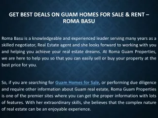 Get Best Deals on Guam Homes for Sale & Rent – Roma Basu