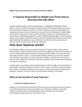 Is Topamac Responsible For Weight Loss? Know-How to Overcome this Side-effect!