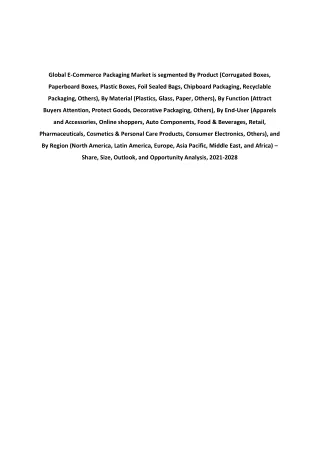 global e commerce packaging market is segmented