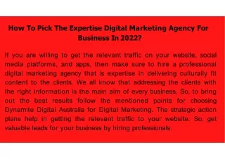 How To Pick The Expertise Digital Marketing Agency For Business In 2022