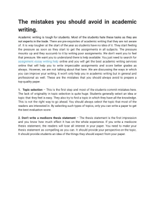 The mistakes you should avoid in academic writing