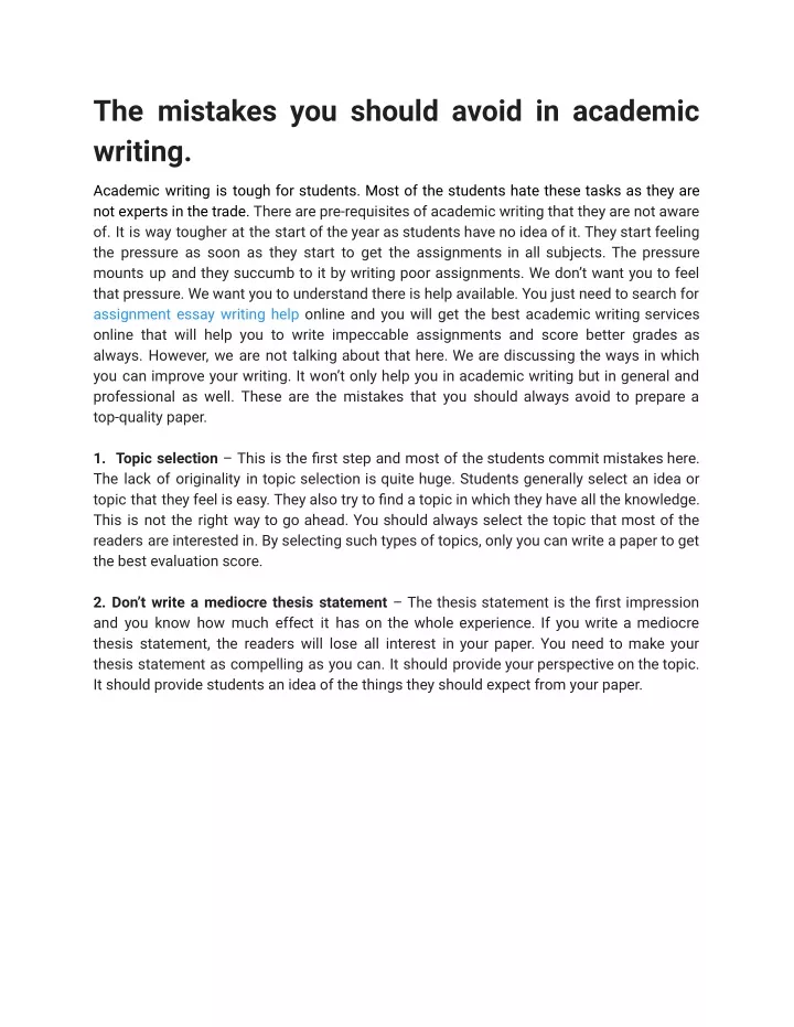 the mistakes you should avoid in academic writing