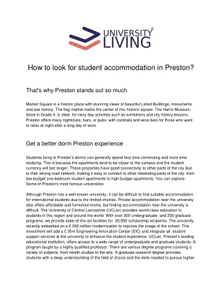 How to look for a student accommodation in Preston