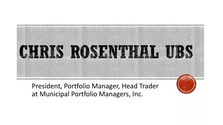 president portfolio manager head trader