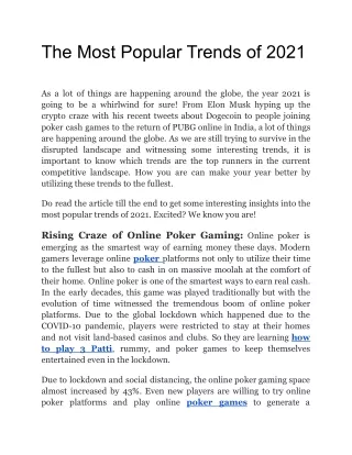 the most popular trends of 2021
