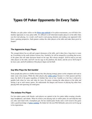 types of poker opponents on every table