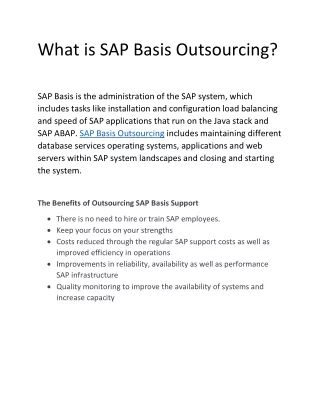 SAP Basis Outsourcing