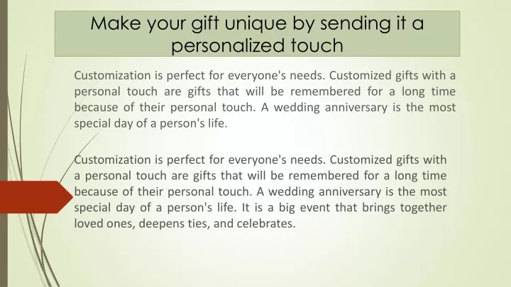 make your gift unique by sending