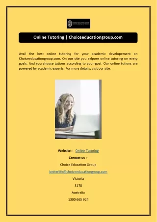 Online Tutoring Choiceeducationgroup.com