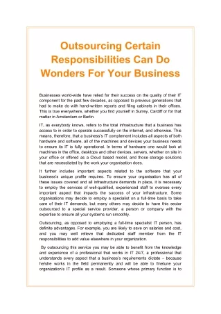 outsourcing certain responsibilities