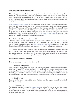 nine ways how to be true to yourself