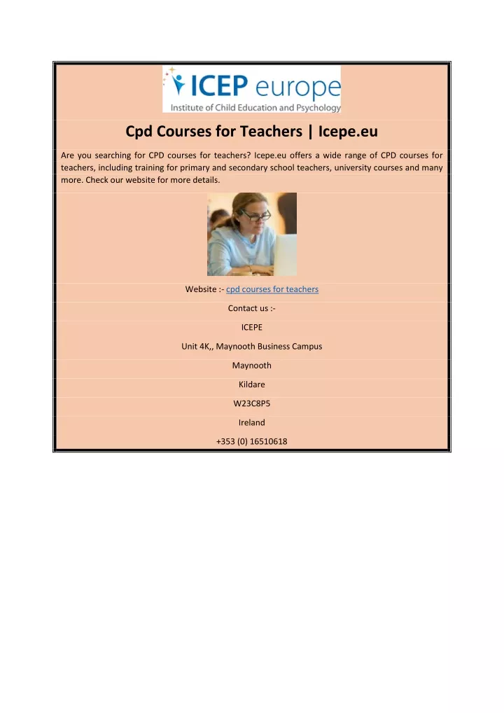 cpd courses for teachers icepe eu