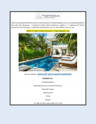 Homes For Sale In Puerto Aventuras | Propertiesbaymx.com