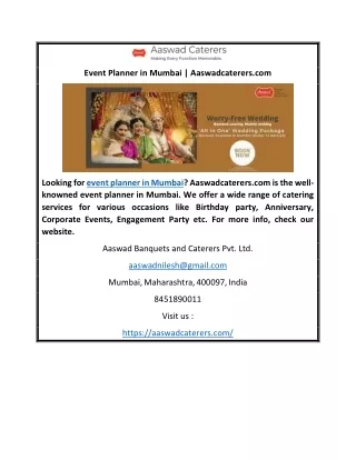 event planner in mumbai aaswadcaterers com