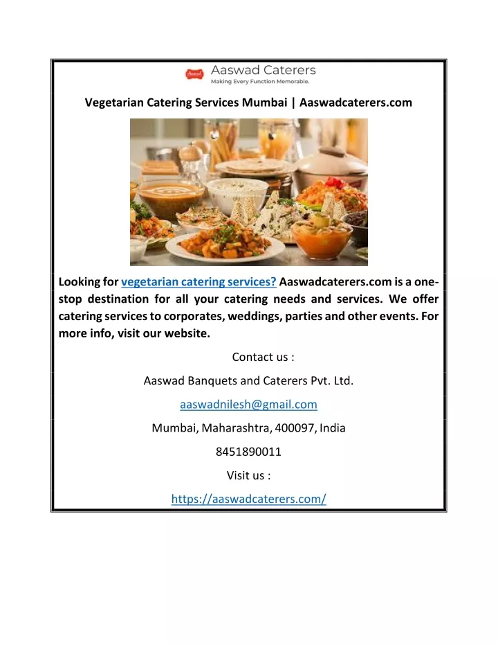 vegetarian catering services mumbai