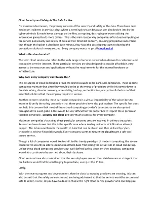 Cloud Security and Safety- Is This Safe for Use