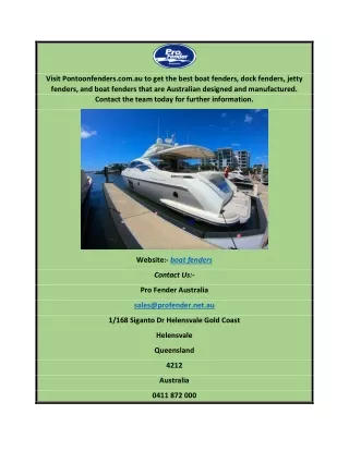Get the best Boat Fenders Pontoonfenders.com.au