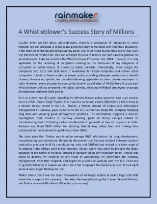 A Whistleblower’s Success Story of Millions